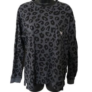 Victoria’s Secret PINK small gray leopard print long sleeved top